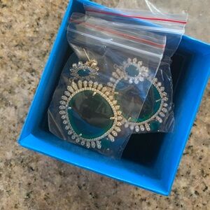 Joan Boyce Elegant Green and Gold Earrings